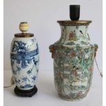 Chinese vases transformed into lampadaires H 22 en 30 cm (enkel vazen) restorations