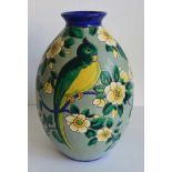 Keramis Boch vase with parrots D 1435 H 30,5 cm