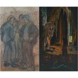 Hugo De Putter (1938-1990) Oil on panel Fiction + pastel & charcoal Julien van de veegaete 18,5 x