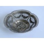 Silver Belgian bowl with flower decoration and putti Belgian silver early 20th century H 4 dia 16