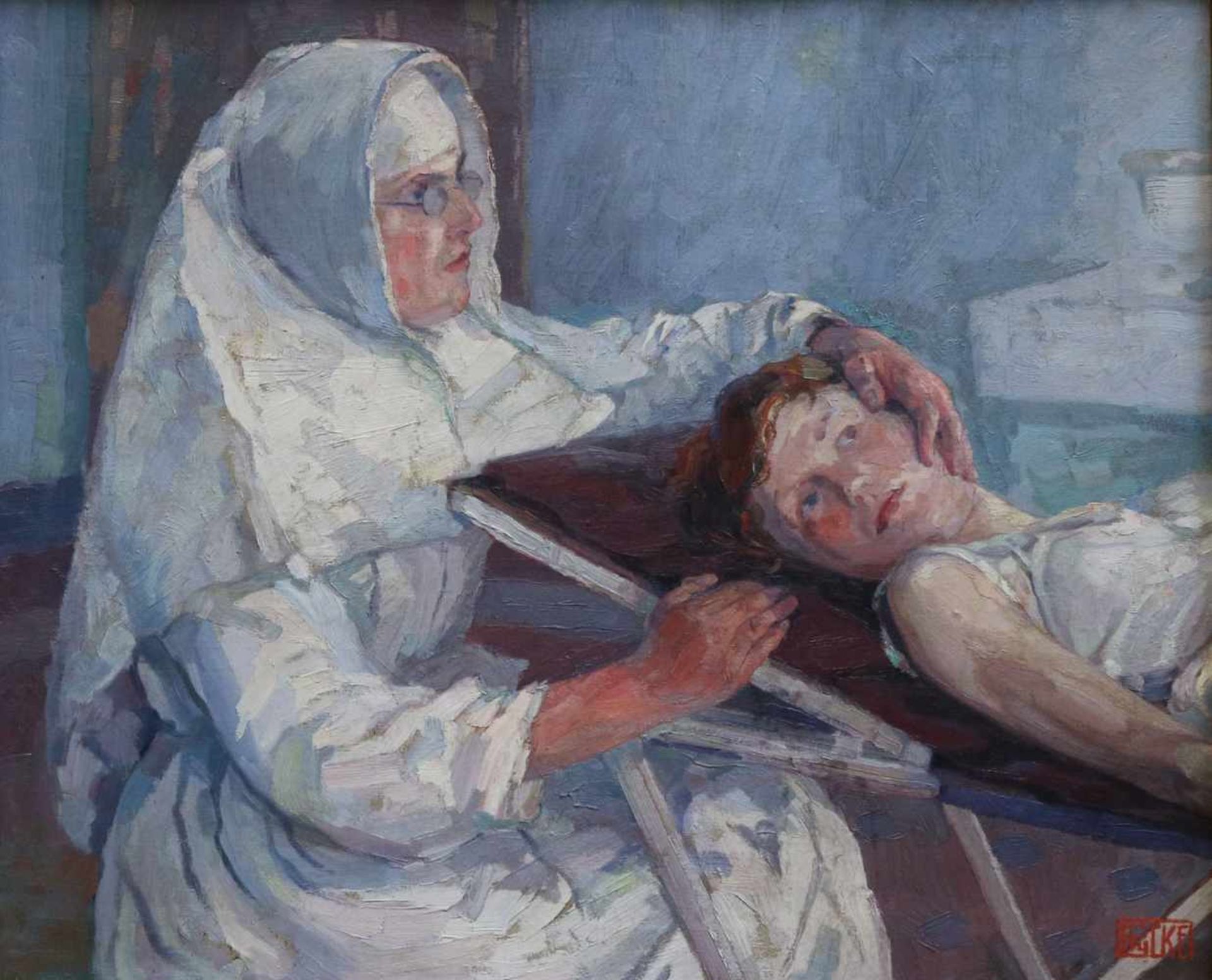 François PYCKE (1890-1960) oil on canvas Nursing 60 x 50 cm