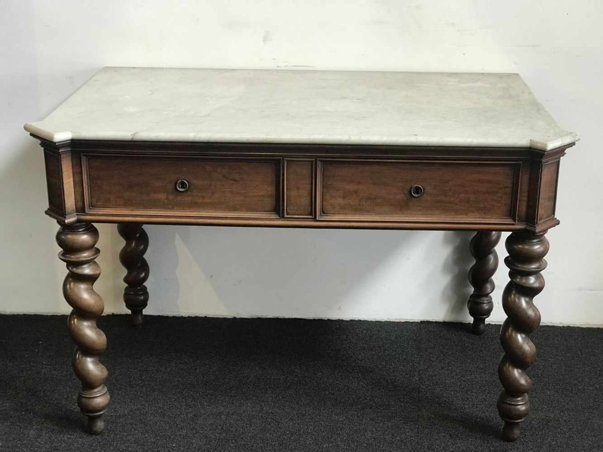 Table with twisted legs marble top H 81 afm 76 x 126