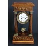 Column clock with marquetry 24,5 x 46 cm