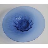 Daum Nancy blue bowl signed H 6,5 dia 40 cm