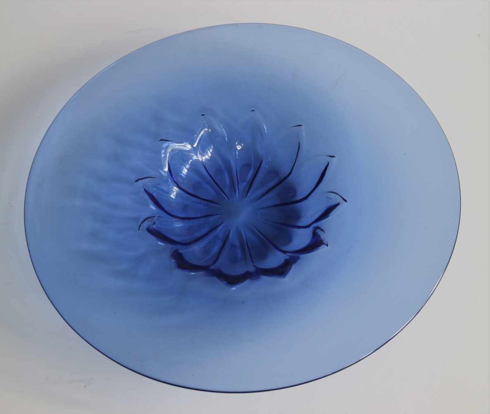 Daum Nancy blue bowl signed H 6,5 dia 40 cm