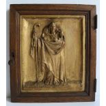 Tabernacle door Jesus the good shepherd, topped with gold, 19th century 29 x 33 cm