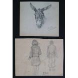Kurt Peiser (1887-1962) Pencil drawings from sketchbook 15 x 11,5 en 12 x 10,5 cm