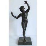 Sculpture Satyr Metal with black patina H 78 cm broken arm