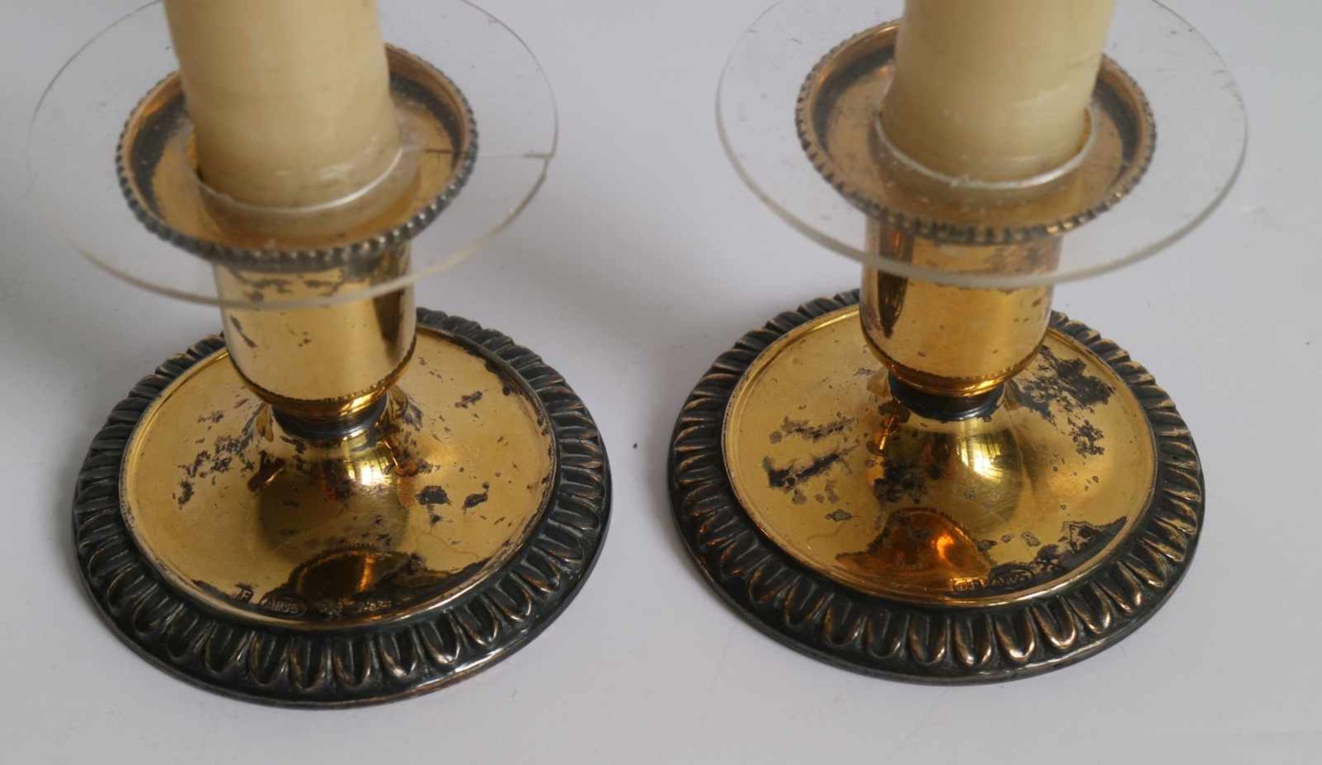 Solid silver & gold plated candlesticks Circa 1950 H 5 cm (zonder kaarsen) - Bild 2 aus 4