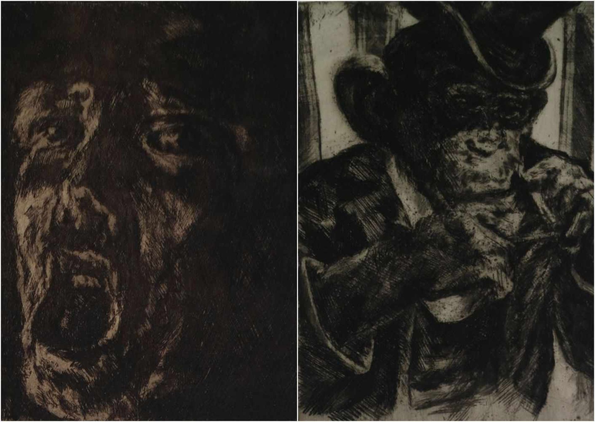 Jos VERDEGEM (1897-1957) Lot of 2 etchings 8,5 x 11,5 en 12,5 x 13,5 cm