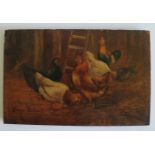 Henry SCHOUTEN (1857 / 64-1927) oil on panel Chickens