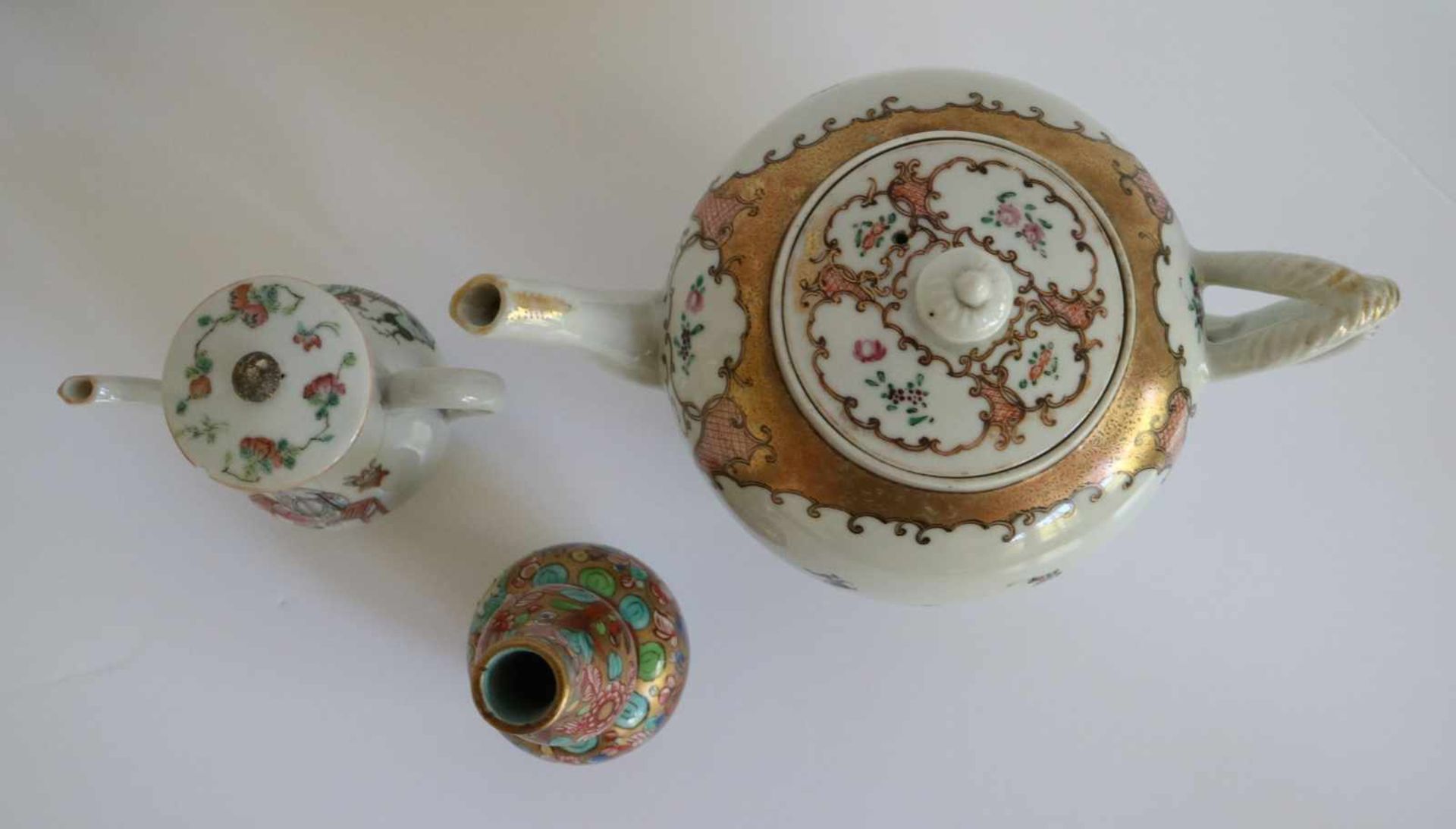 Porcelain Teapot Chine de commande, calebas vase Samson and teapot (crack) H 9,5 tot 13,5 cm - Bild 5 aus 6