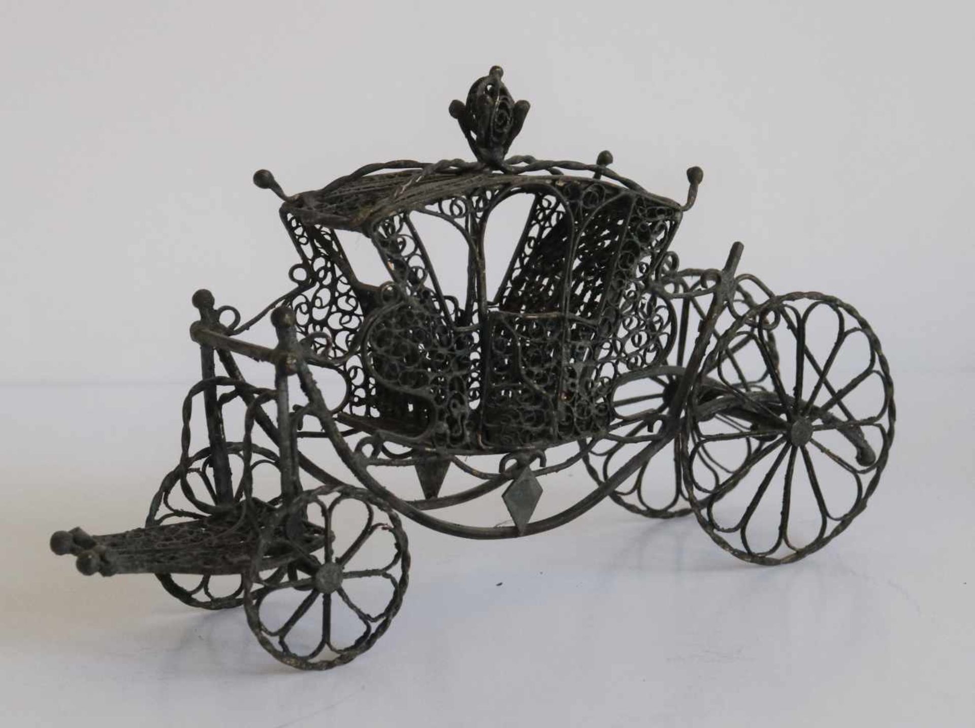 Lot miscellaneous Charles X frame, silver carriage in filigree and box nacré and silver H 6,5 dia - Image 4 of 4