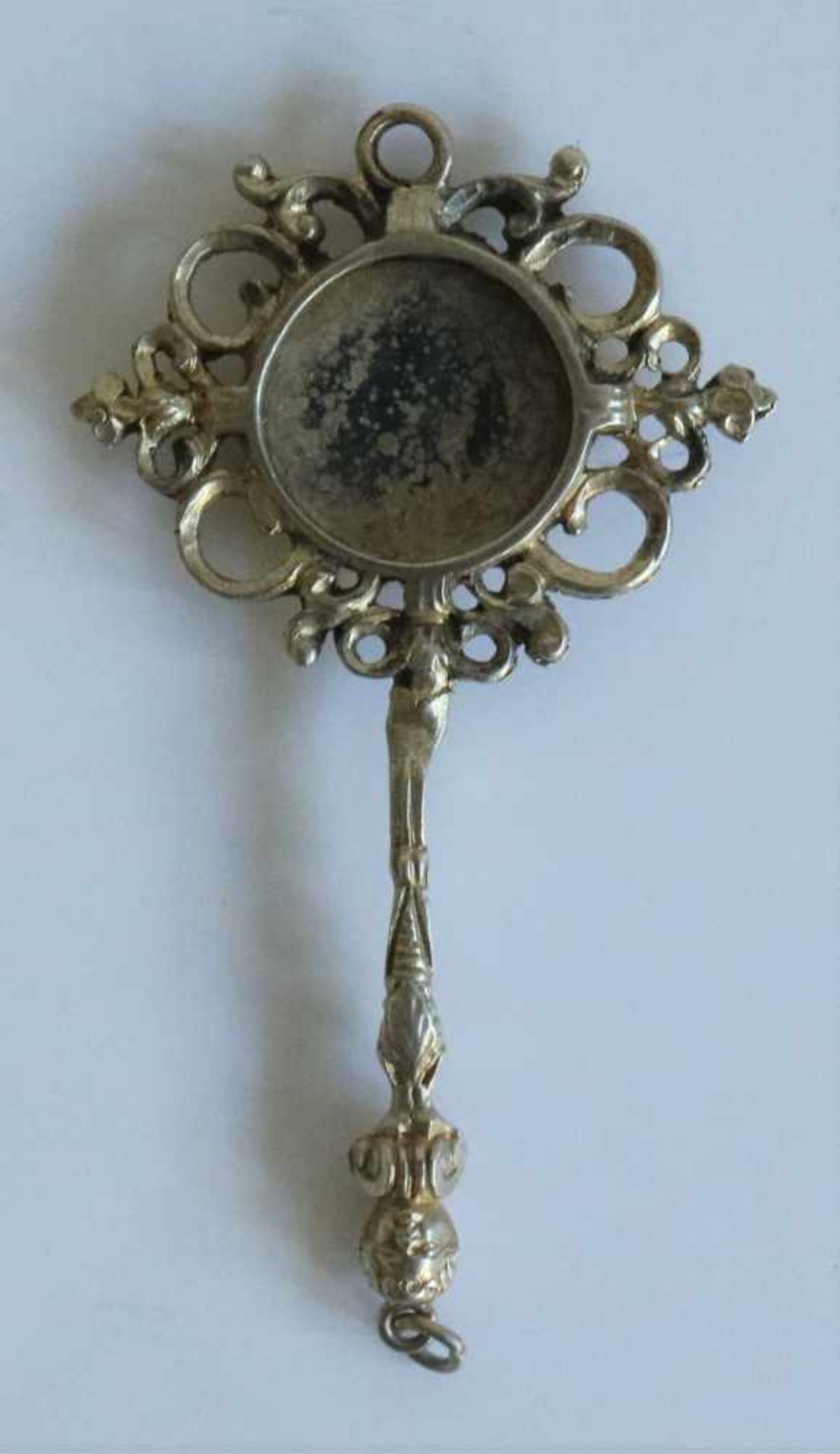 Silver mirror for chatelaine, 19th century 8,5 x 4,5 cm - Image 2 of 2