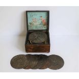 Music box Komet with copper music records 22 x 20,5 x 14 cm without key
