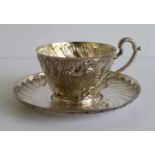 Silver breakfast cup with saucer Paris H 6 dia 12,5 cm