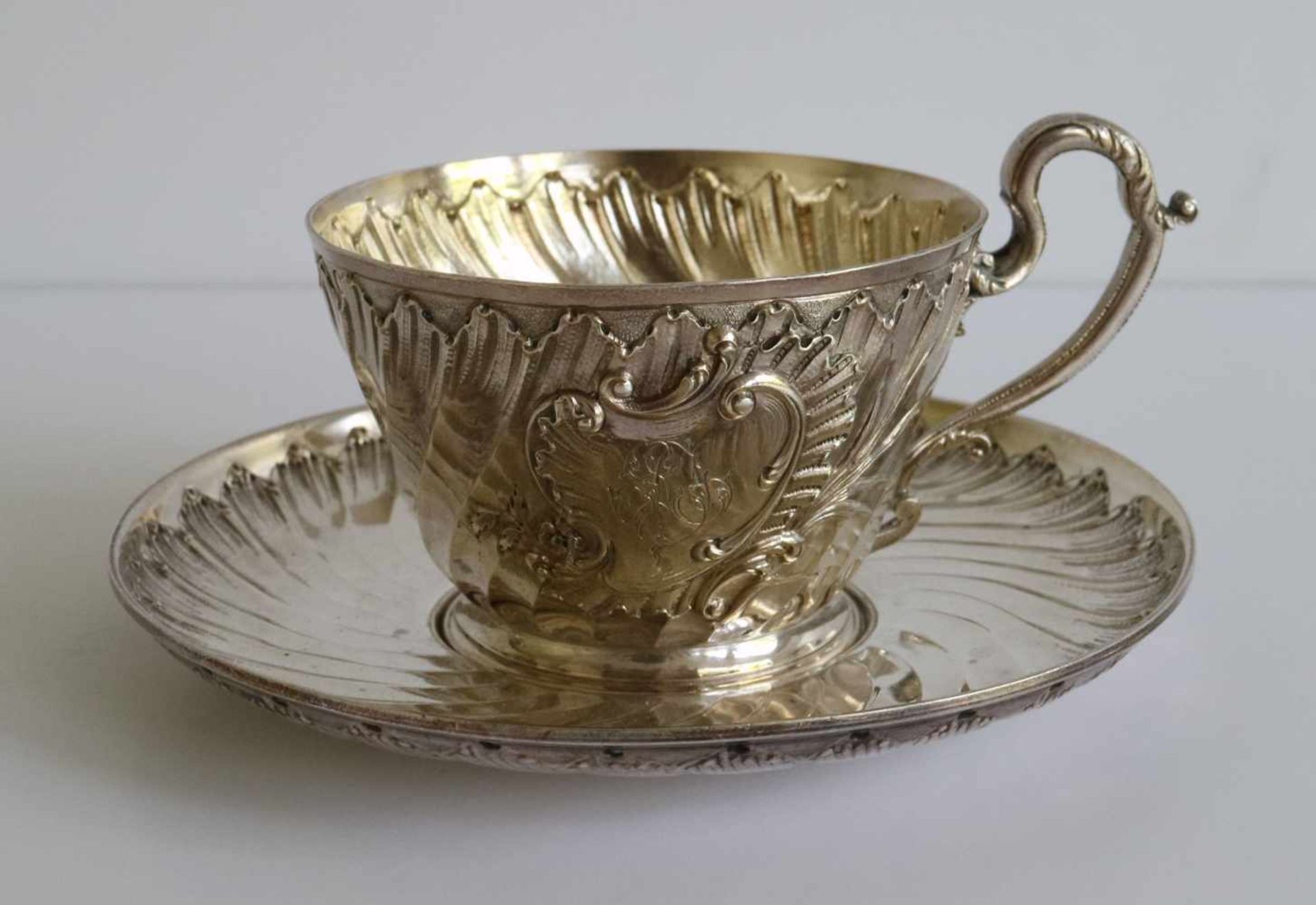 Silver breakfast cup with saucer Paris H 6 dia 12,5 cm