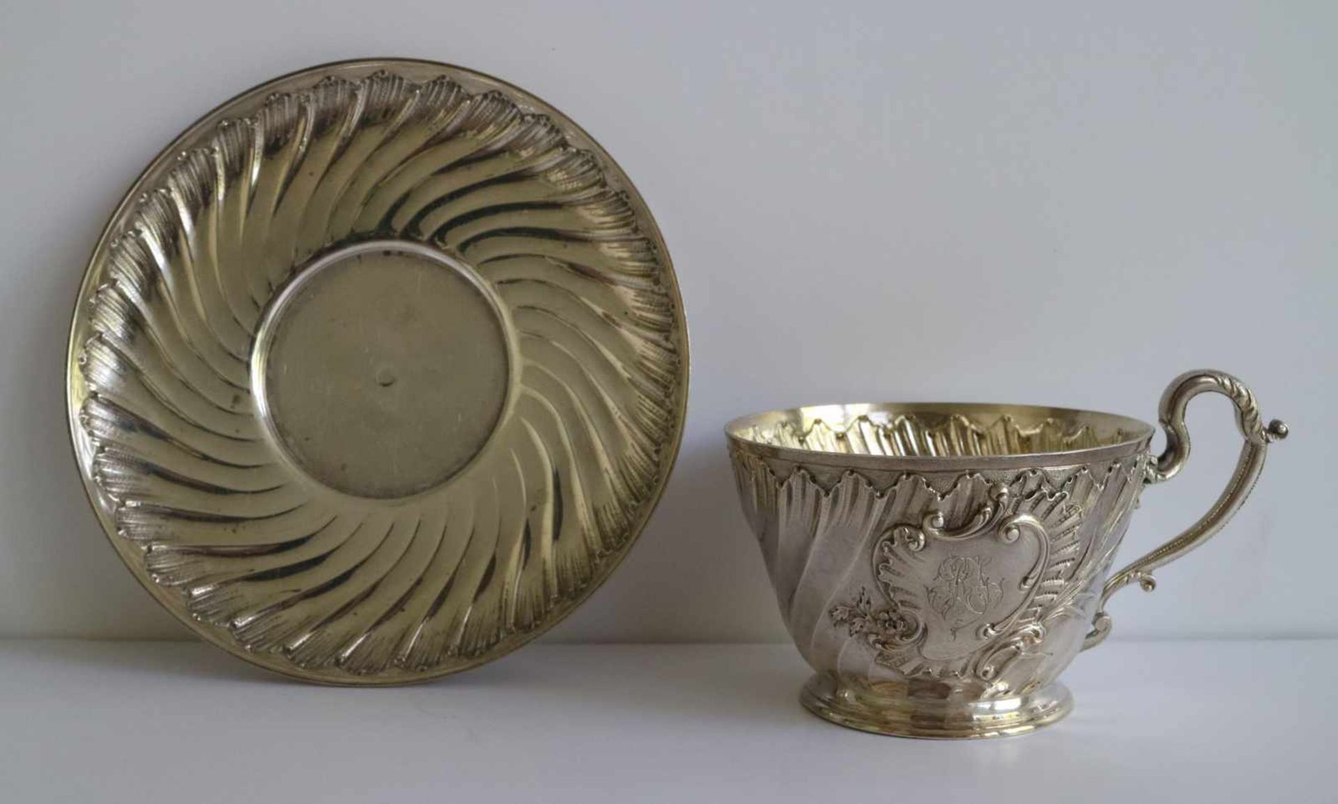 Silver breakfast cup with saucer Paris H 6 dia 12,5 cm - Image 2 of 4