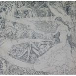 Edmond OFFEL VAN (1871-1959) Pen drawing The death of a princess 23 x 22 cm