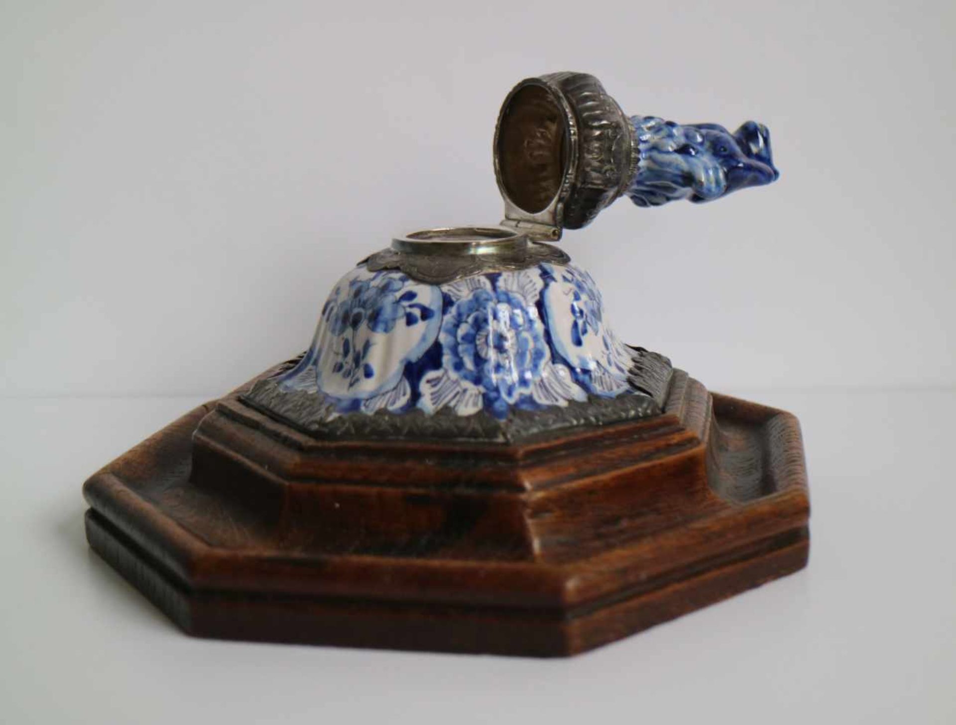 Delft vases and added Inkwell with silver mount 18th century H 20 en 16,5 cm - Bild 4 aus 6