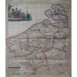 Flandriae Comitatus Hand-colored map by Schenkck 17th century 49 x 57 cm