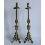 Pair of copper candlesticks Spain 19th century H 61 cm