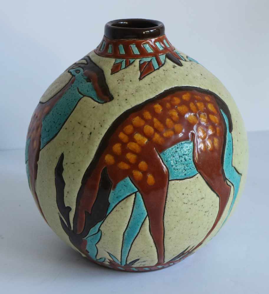 Boch keramis vase with fallow deer D 943 H 19,5 cm - Image 3 of 5