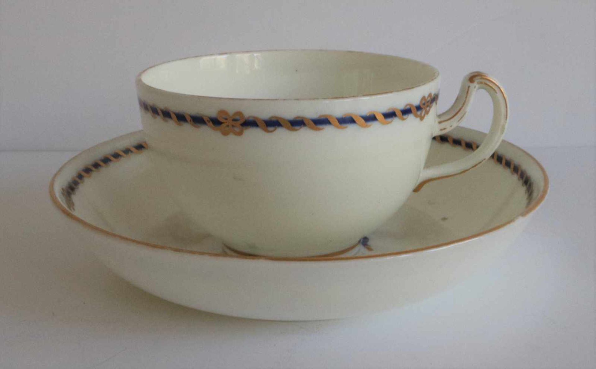 Porcelain 19th century cup and saucer H 5,5 dia 14,5 cm - Bild 2 aus 3