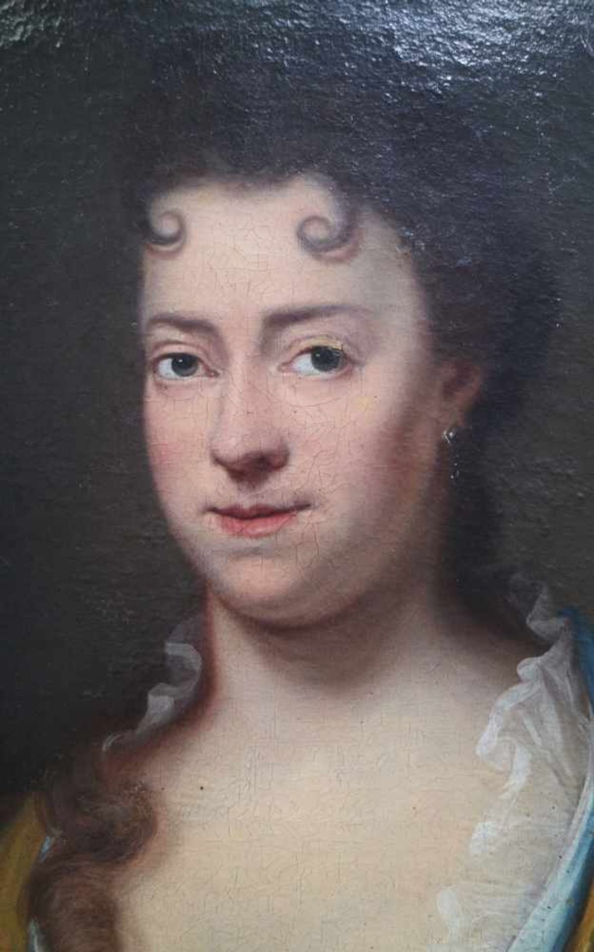 Belgian school oil on canvas Noble lady 17th century 85 x 95 cm flakes - Bild 5 aus 6