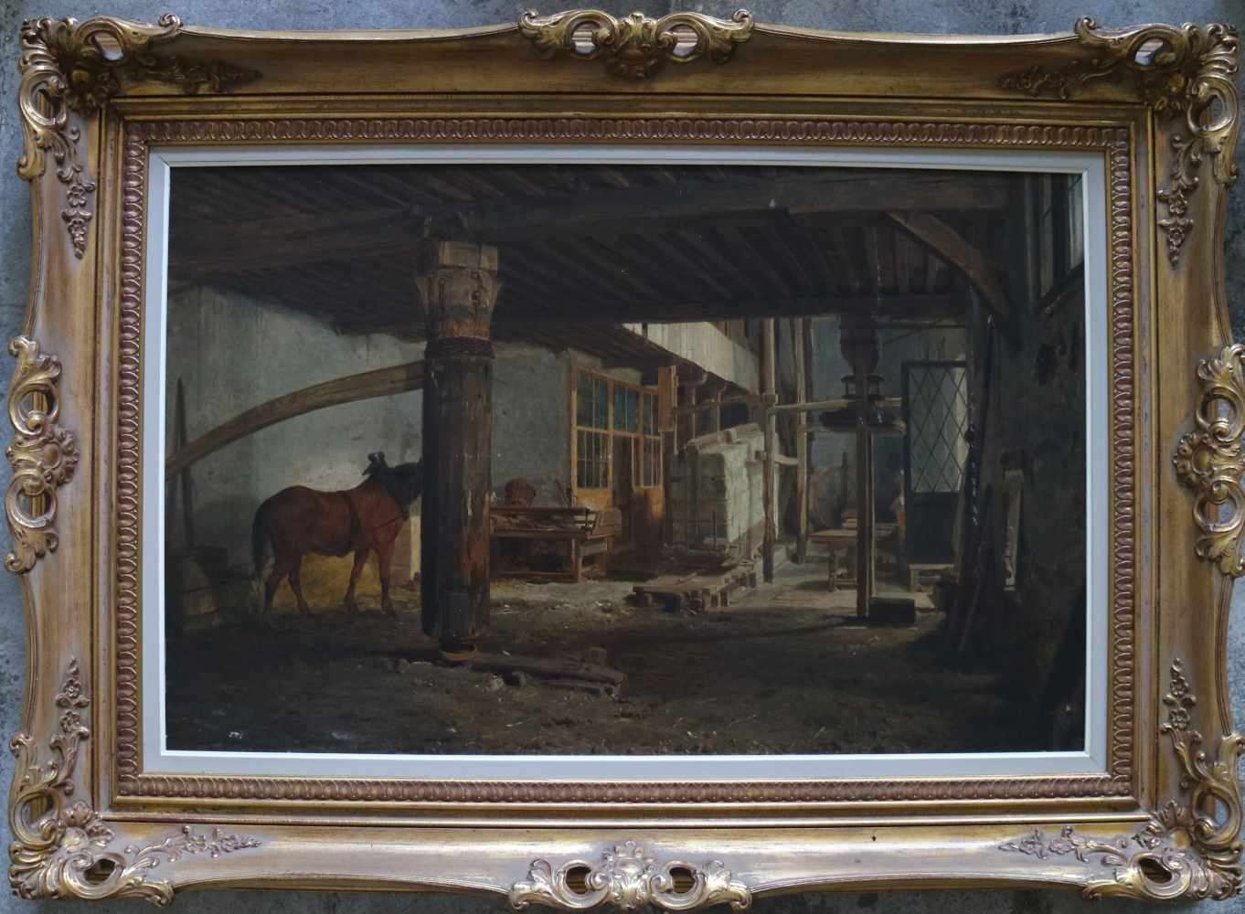 Jean-Louis VAN KUYCK (1821-1871) oil on canvas The smithy 52 x 81 cm - Image 2 of 4