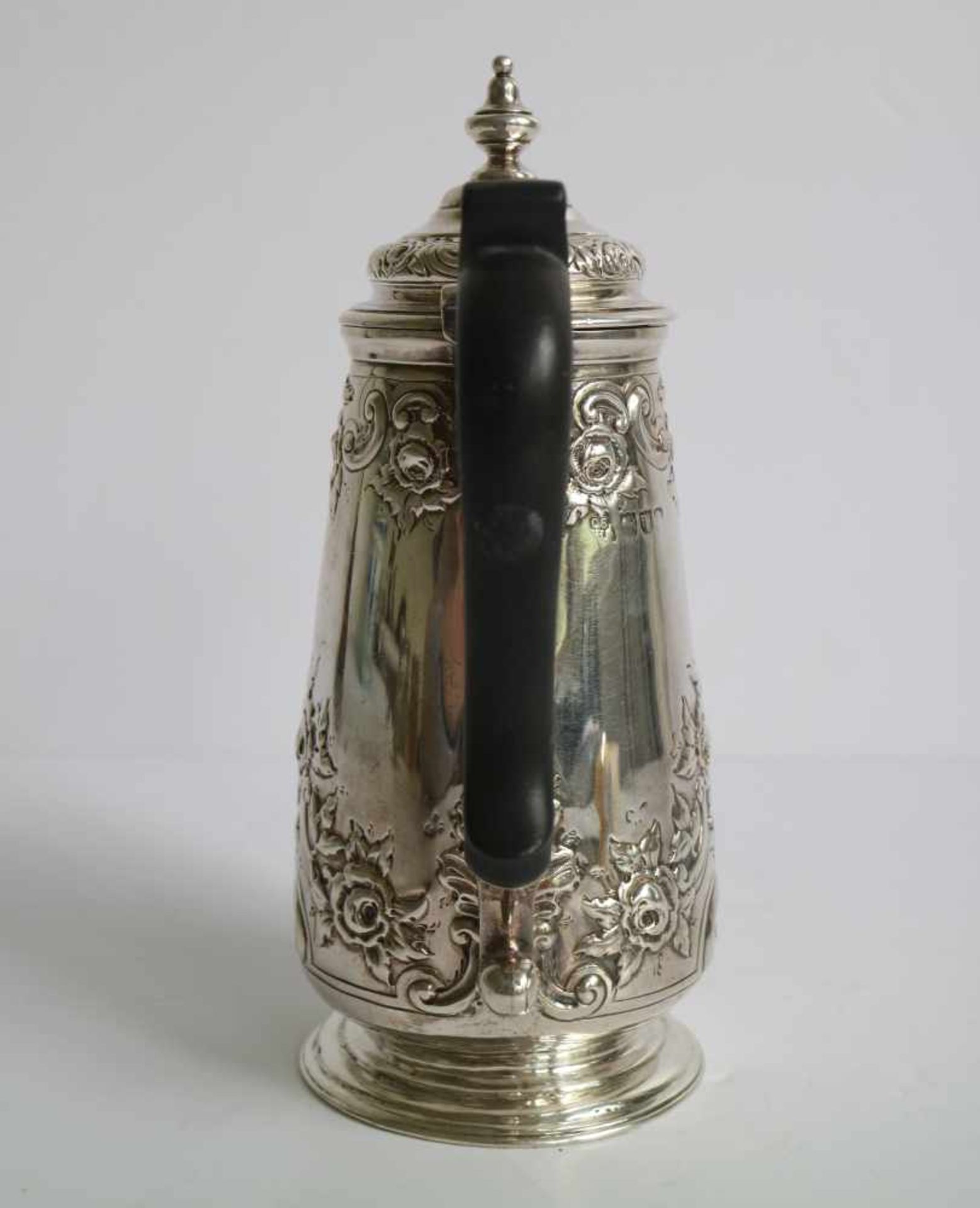 English silver coffee pot 19th century with marks H 18 cm - Bild 4 aus 5
