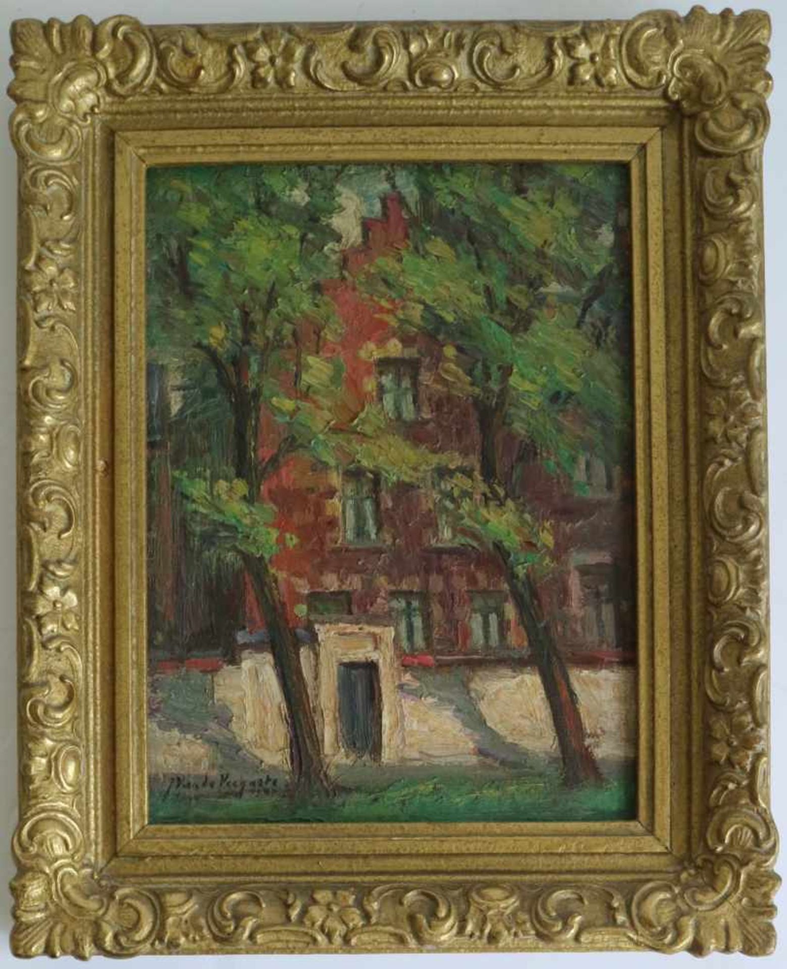 Julien VAN DE VEEGAETE (1886-1960) oil on panel Begijnhof Ghent 17 x 22,5 cm - Bild 2 aus 4