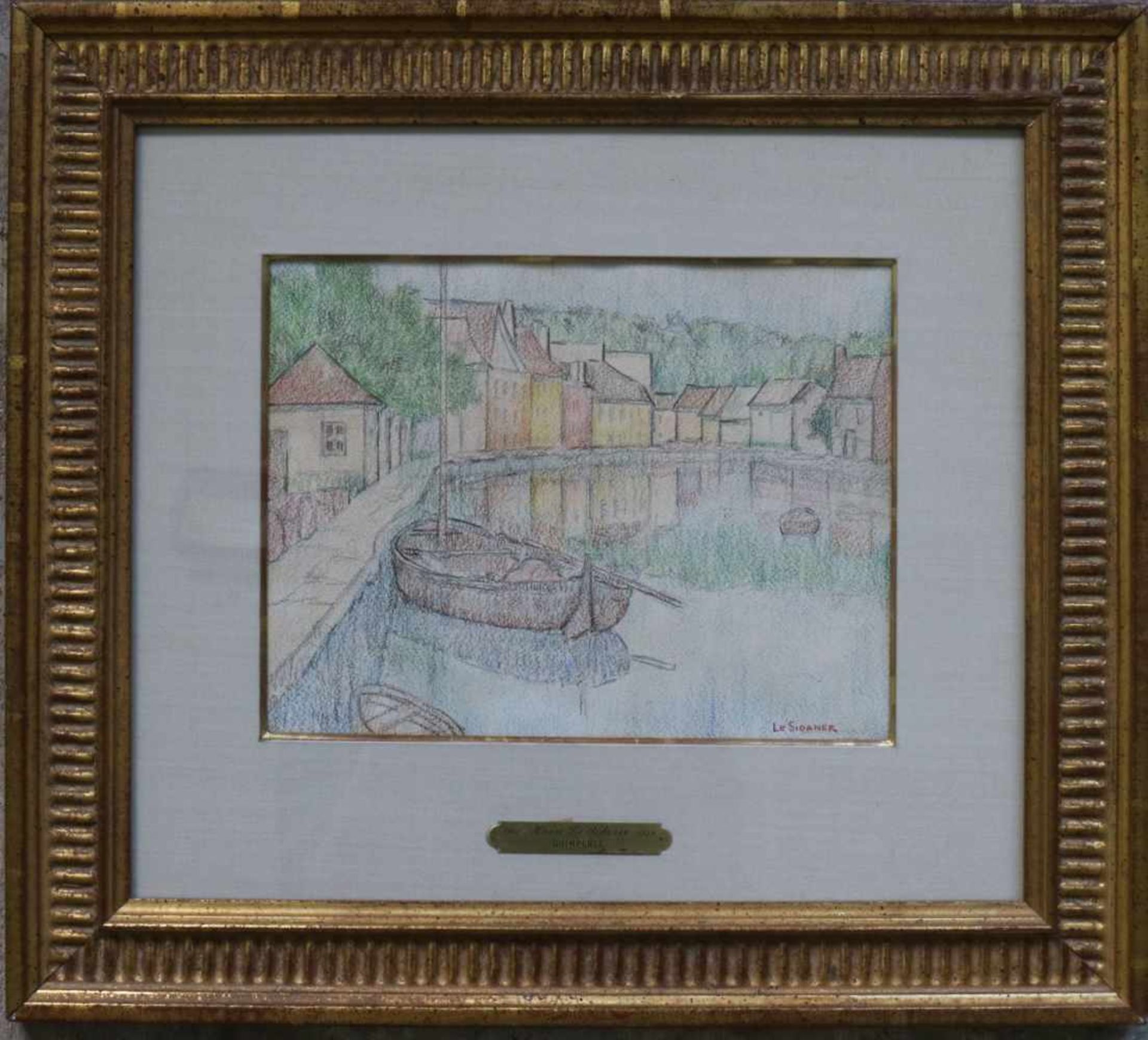 Henri LE SIDANER (1862-1939) colored pencil drawing Quimperlé 1923 25,5 x 19,5 cm - Bild 2 aus 4