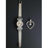Beaume & Mercier ladies timepiece approx. 35 g with diamond 1.4 Kt and pendant heart with brilliant