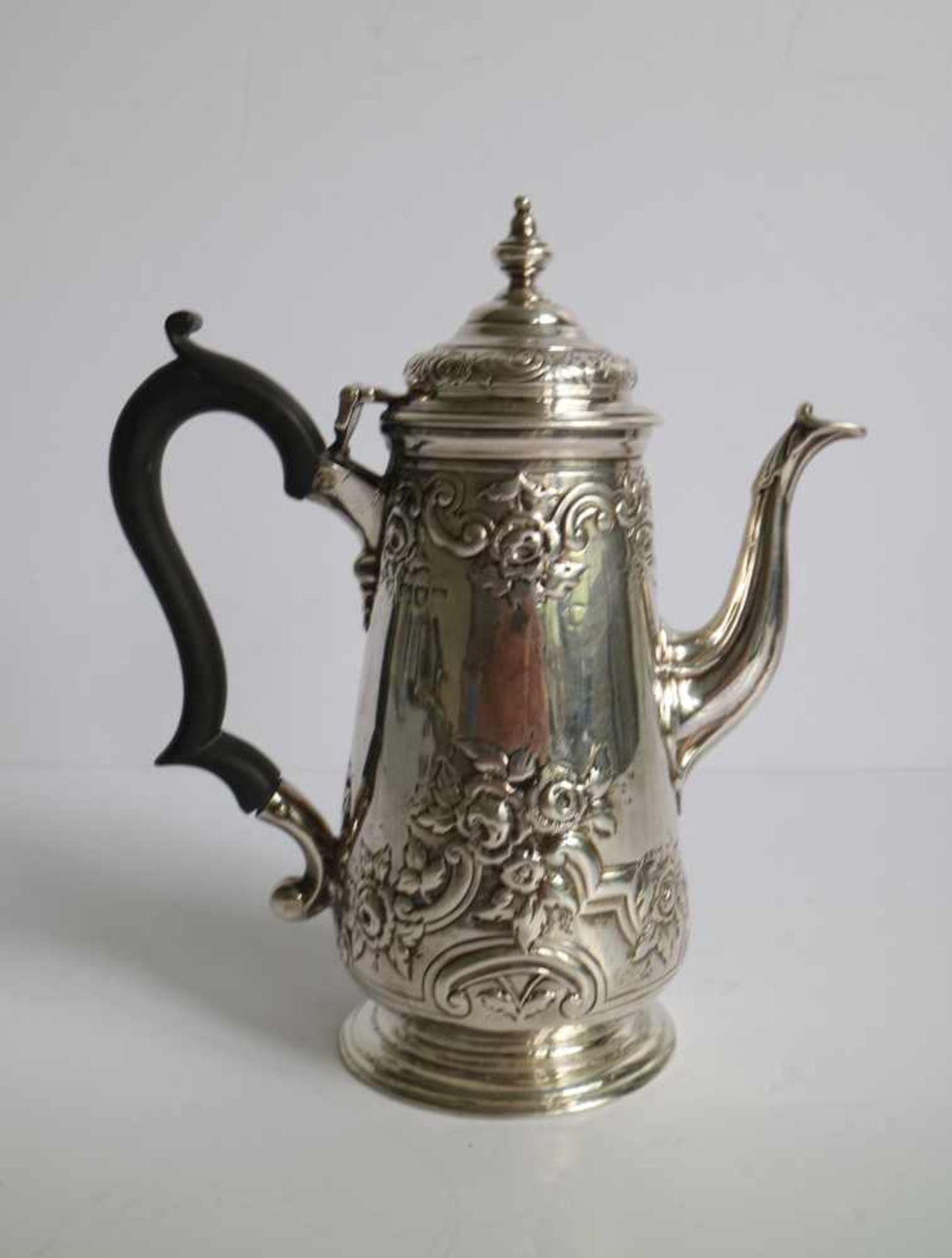 English silver coffee pot 19th century with marks H 18 cm - Bild 3 aus 5