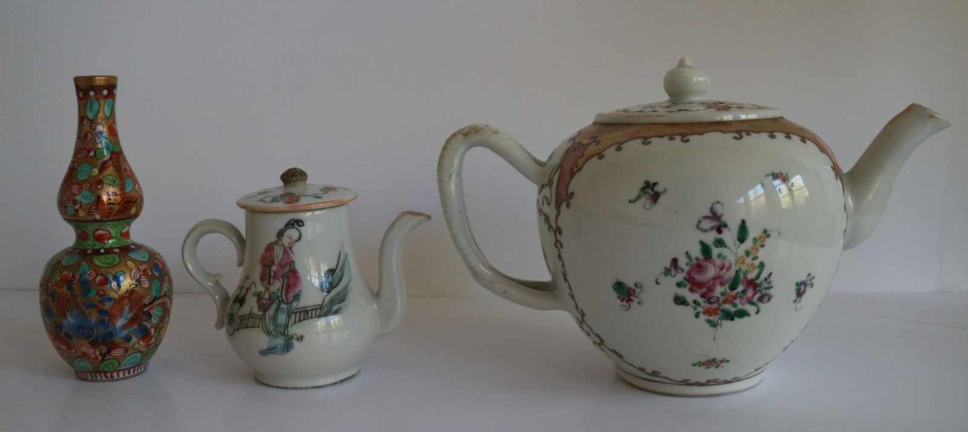 Porcelain Teapot Chine de commande, calebas vase Samson and teapot (crack) H 9,5 tot 13,5 cm - Bild 3 aus 6