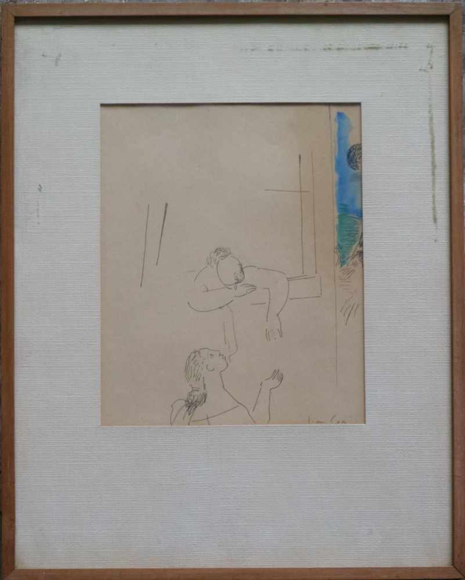Pierre COX (1915-1974) Ink and watercolor on paper The conversation 20,5 x 25 cm - Bild 2 aus 3