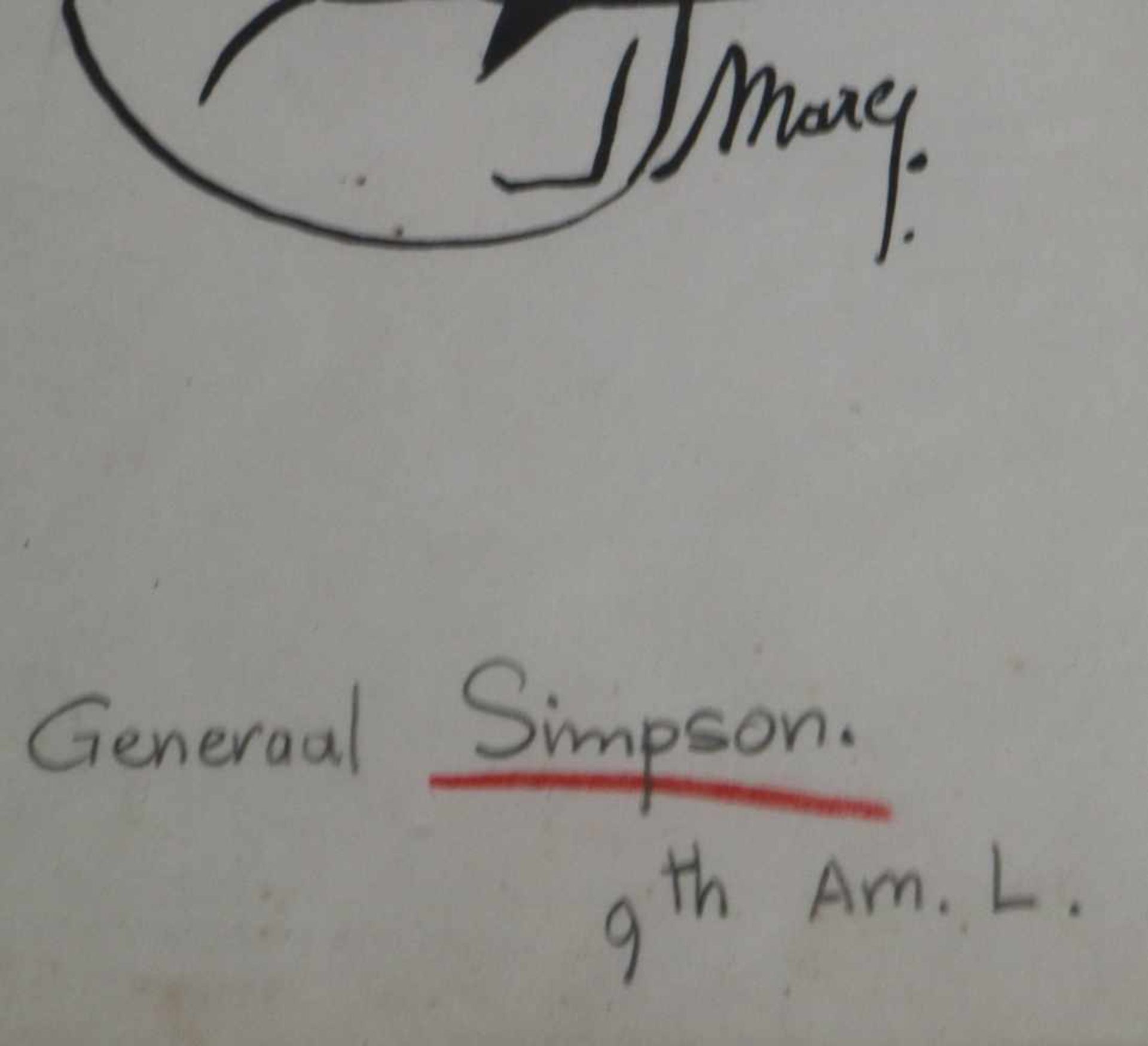 Marc Neels, SLEEN (1922) drawing General Simpson 9th Am.L. 18 x 28 cm - Bild 3 aus 3