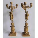 Charles X candlesticks ormolu bronze H 56 cm one candlestick has restoration at the top