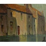 Piet LIPPENS (1890-1981) oil on board Row of houses on the water 37,5 x 30,5 cm