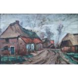 Pieter STOBBAERTS (1865-1948) oil on panel Farm 32 x 21 cm