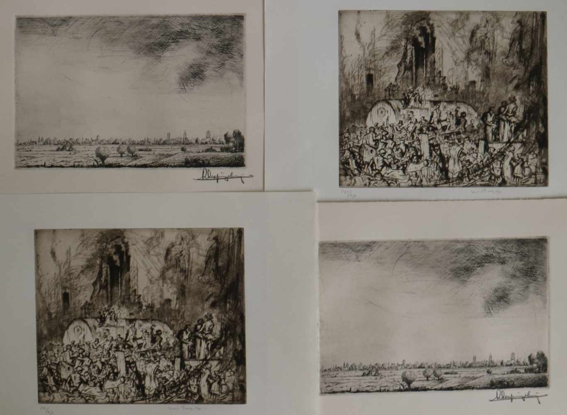 Etching Adolphe Beaufrère, Henri Boulanger, Frank Branqwijn (5), Gustave Den Duyts (3), A. Des - Bild 2 aus 8