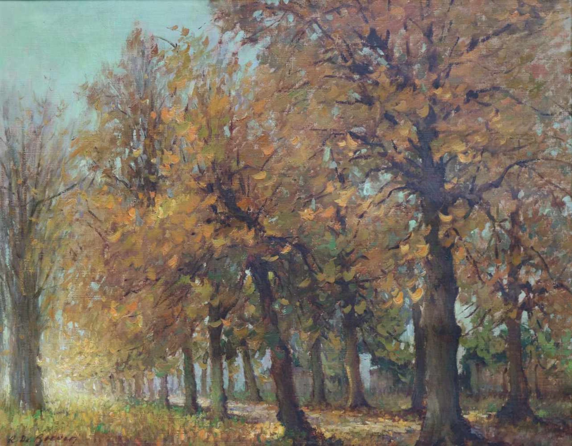 Belgian school oil on canvas Autumn landscape 70 x 55 cm