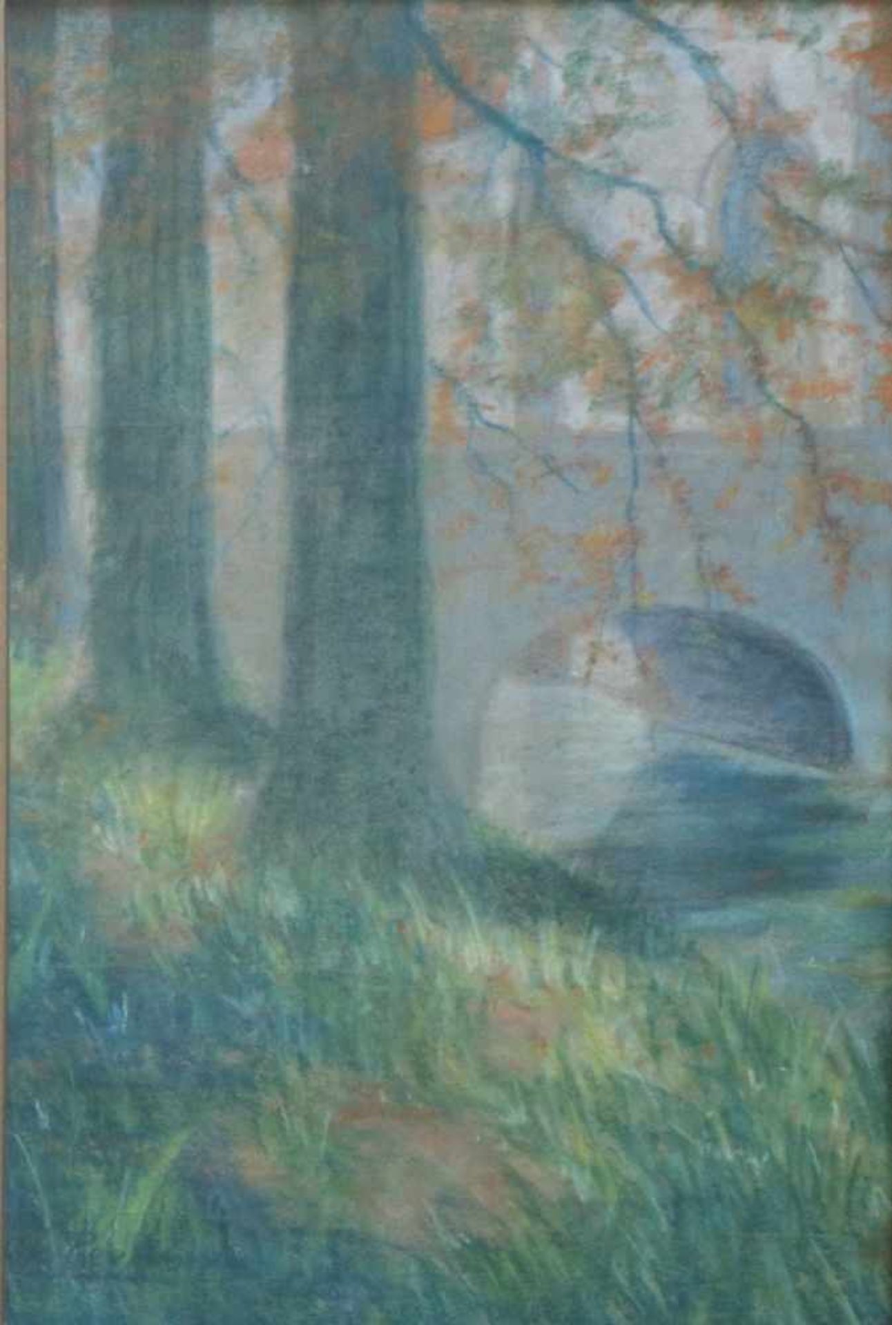 Charles POUPAERT (1874-1935) pastel beguinage in Bruges 40 x 60 cm