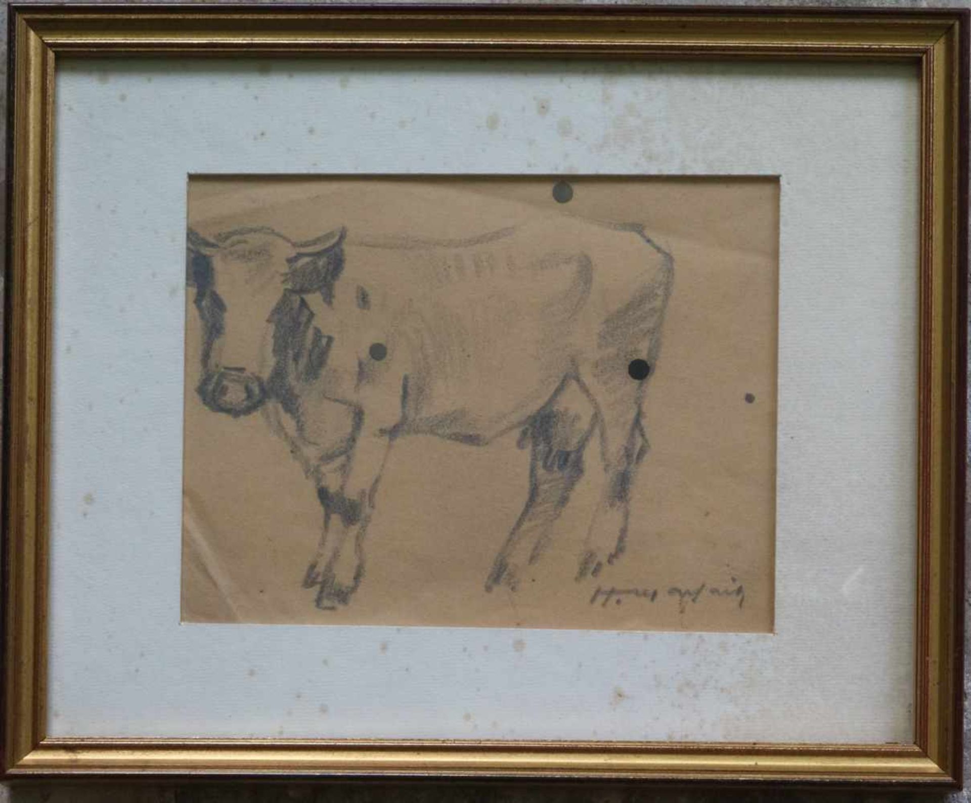 Hubert MALFAIT (1898-1971) drawing of a cow 19,5 x 15 cm - Bild 2 aus 4