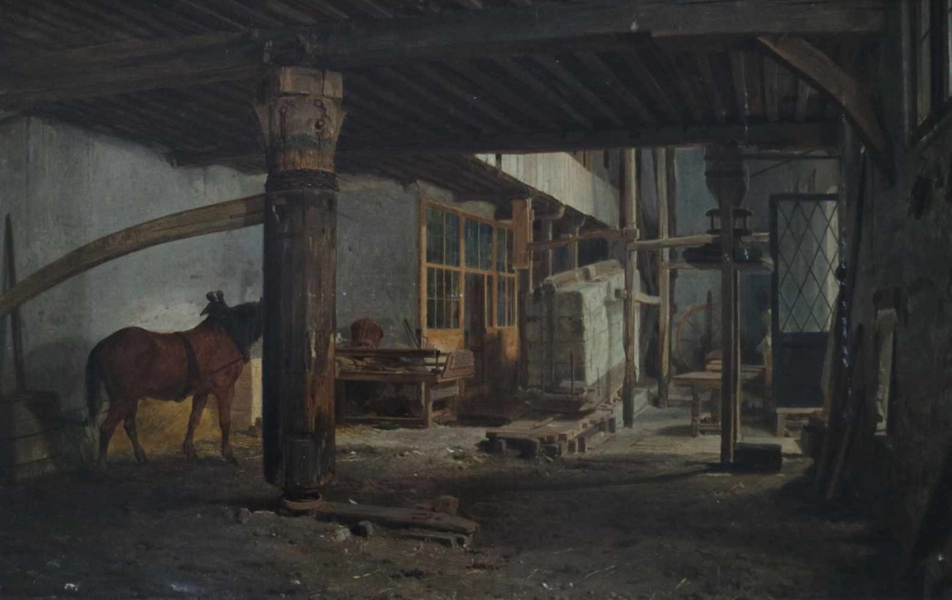 Jean-Louis VAN KUYCK (1821-1871) oil on canvas The smithy 52 x 81 cm
