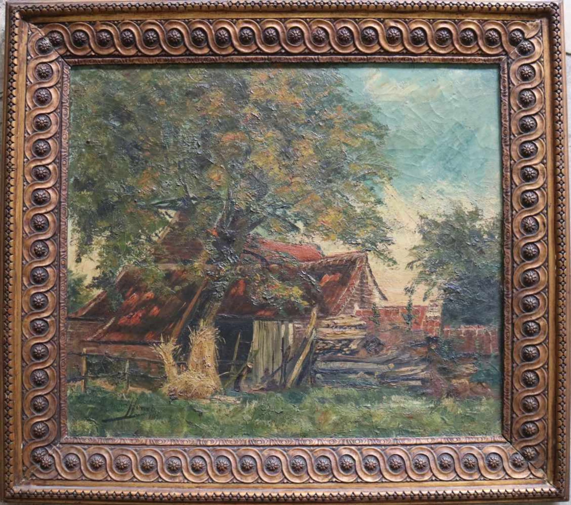 J. Goffinet Oil on canvas Farm 1891 67 x 57 cm - Bild 2 aus 4