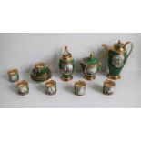 Empire coffee set Dagoty Paris ca 1805 H 6 tot 24 cm 1 cup with chips off and 1 cup with hairline