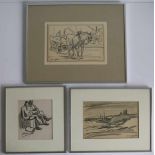 Joseph Mous (1896-1968) 3 drawings + 2 woodcuts Frans Masereel 20,5 x 13,5, 13 x 14,5 en 21,5 x 14,
