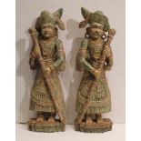 Couple wooden Asian statues Couple wooden Asian statues H 112 cm